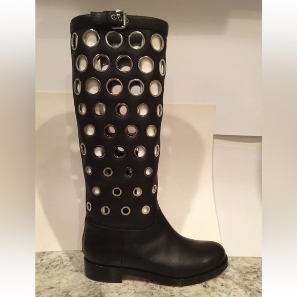 Christian Louboutin apollobotta grommet riding boots knee high black 37/6.5 - Picture 3 of 12